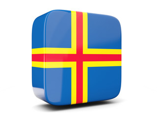 Square icon with flag of aland islands square. 3D illustration