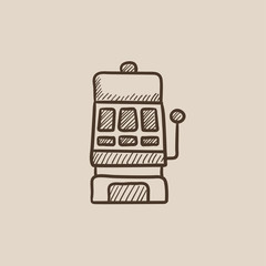Slot machine sketch icon.