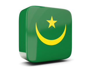 Square icon with flag of mauritania square. 3D illustration