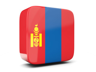 Naklejka premium Square icon with flag of mongolia square. 3D illustration