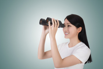 woman using binoculars