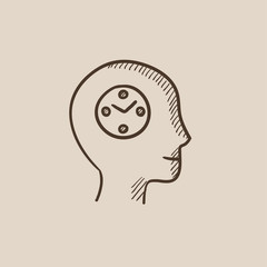 Human head with clock sketch icon.
