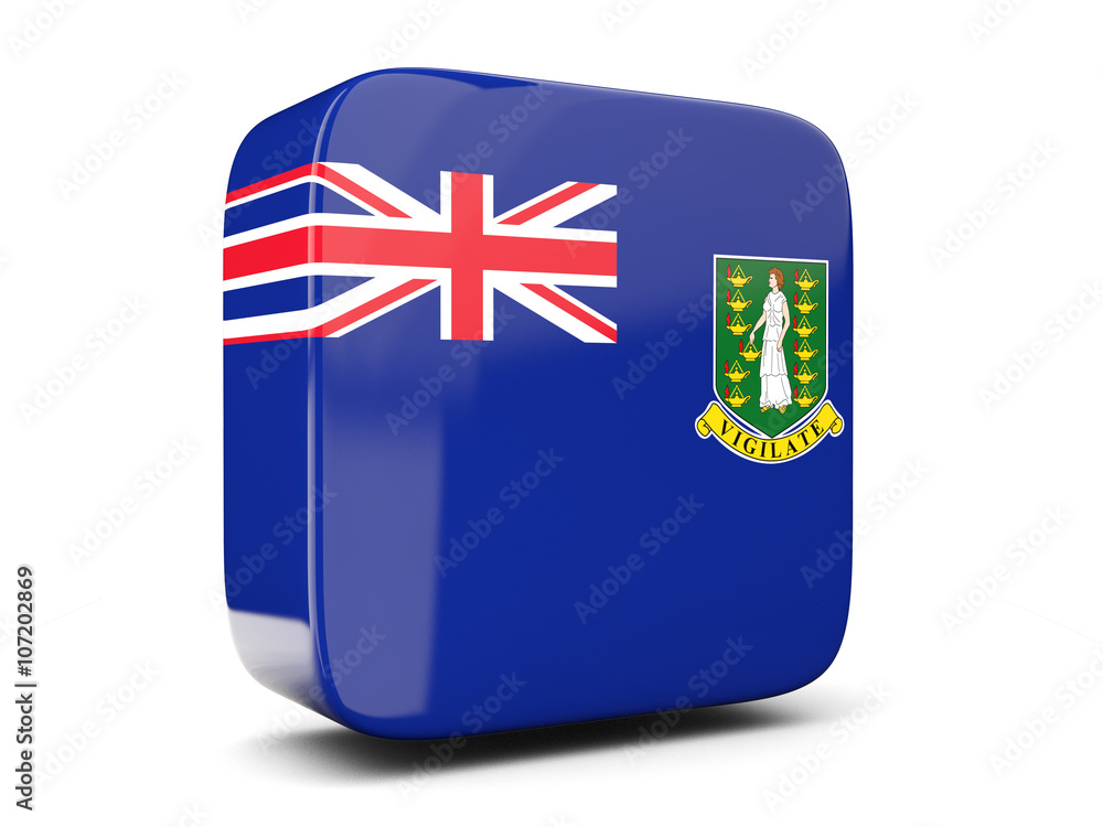 Wall mural square icon with flag of virgin islands british square. 3d illus