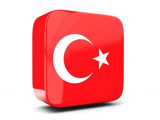 Obraz premium Square icon with flag of turkey square. 3D illustration