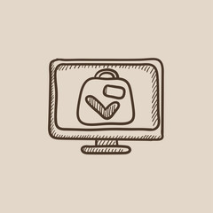 Obraz premium Suitcase at x-ray airport scanner sketch icon.