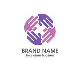  template logo hand social charity team, fund, association, community