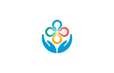 hand circle flower logo