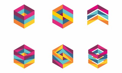 Set of hexa icons