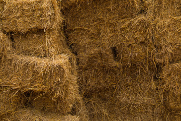 Piles of straw, detail of piled straw for animal feed