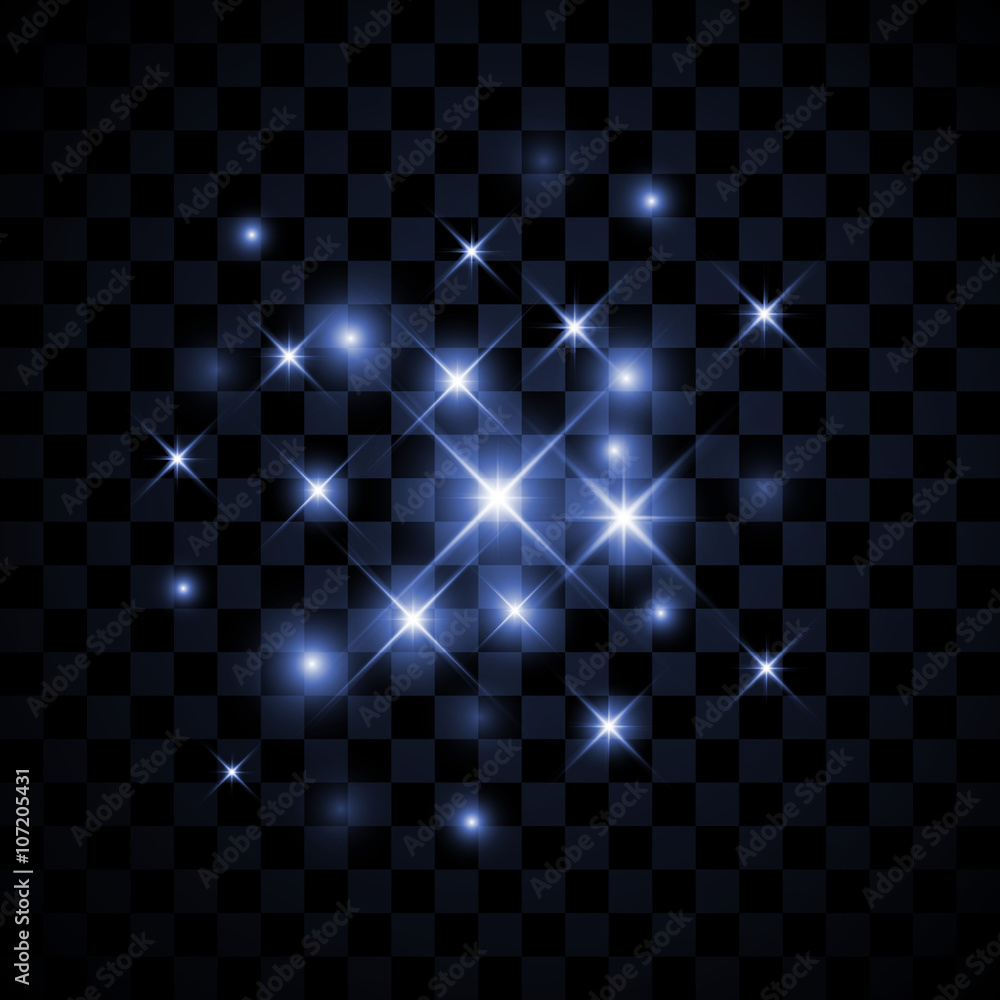 Poster vector glowing shining stars with sparkles.