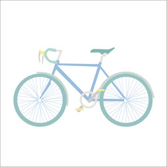 Blue bicycle vector illustration on white background