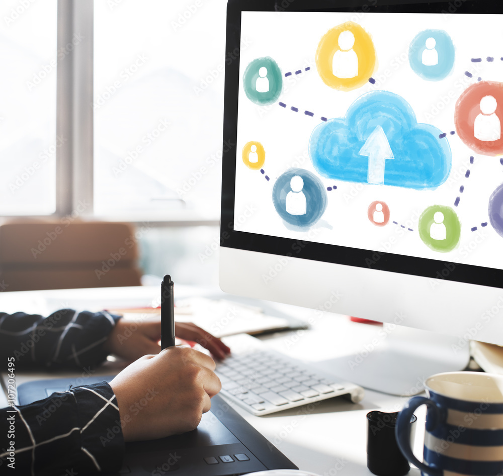 Poster cloud networking communication connection concept