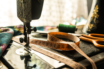 Old vintage hand sewing machine
