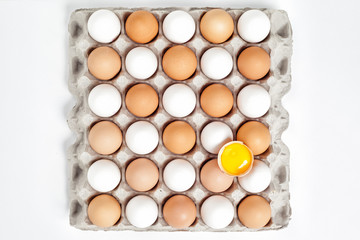 eggs and egg tray as a background