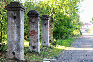 brick columns fence old