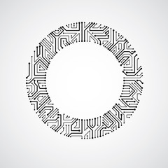Vector abstract computer circuit board illustration, monochrome