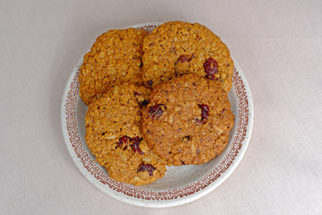 Homemade oatmeal cookies dried cranberries
