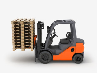 Forklift loader isolated on white.3D illustration.
