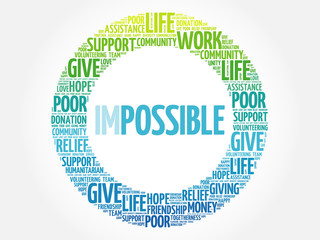 Impossible to Possible word cloud, business concept