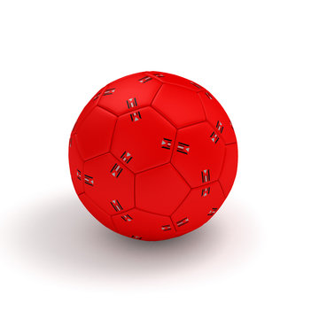 Red handball ball, isolated on white.3D illustration.