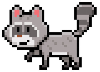 Obraz premium Vector Illustration of cartoon raccoon - Pixel design