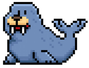 Vector illustration of Cartoon seal - Pixel design