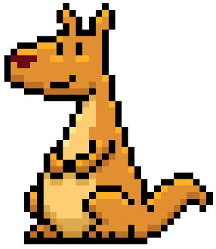 Vector illustration of Kangaroo cartoon - Pixel design