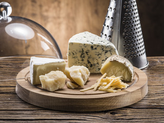 Variety of cheeses. Vintage stiles.