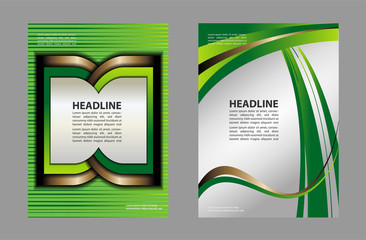 Magazine or brochure, vector design smooth wave curve lines and circles. Abstract background. 