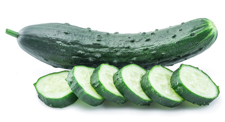 Cucumbers on the white background.