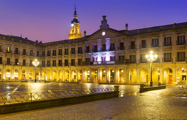 Fototapeta premium Evening view of Berria Square (New Square) and city hall