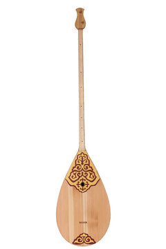dombra is a musical instrument two string pear-shaped wooden isolated on white background popular in Kazakhstan