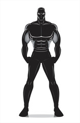 full body adult on white. Human silhouette. Elegant Muscular Man