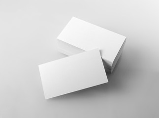 Photo of blank business cards. Mock-up for branding identity for designers. Isolated with clipping path.
