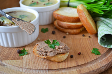 homemade liver pate with spices and toast