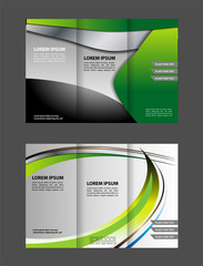 Modern tri-fold green template for business advertising brochure
