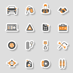 Car Service Vector Icons Sticker Set
