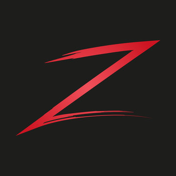 Letter z painted brushes in red in black background