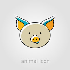 Pig icon. Farm animal vector illustration