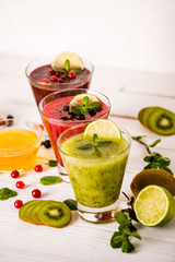 fresh berry smoothies, fruit shake. healthy eating, diet and detox concept.