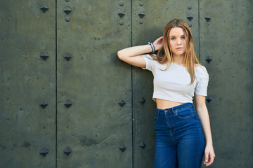 Beautiful Teenage Girl in the Old Town