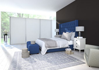 comfortable bedroom with nice decoration. 3d rendering