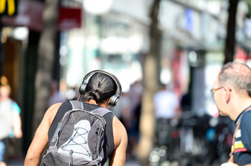 Head in silhouette with headphones