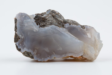 Natural blue agate on a white background.