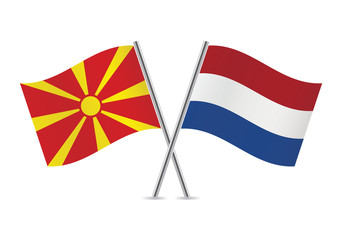 Macedonian and Netherlands flags. Vector illustration.