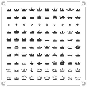 100 Crown icons set,Vector EPS10.