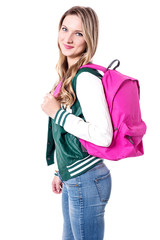 College girl  with back pack