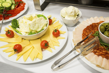 Breakfast buffet at hotel restaurant