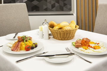 Breakfast served at restaurant