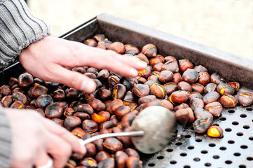 Grilled Delicious Chestnut on Street - 107218889